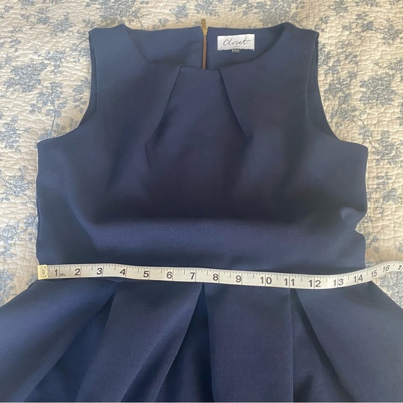 Closet London Navy and Cream Pleated Coastal Preppy Mini Dress Size 10 - Picture 7 of 11